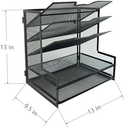 5-Tier Metal Office Desk Organizer,Paper Tray Organizer for Desk,Black - Image 7