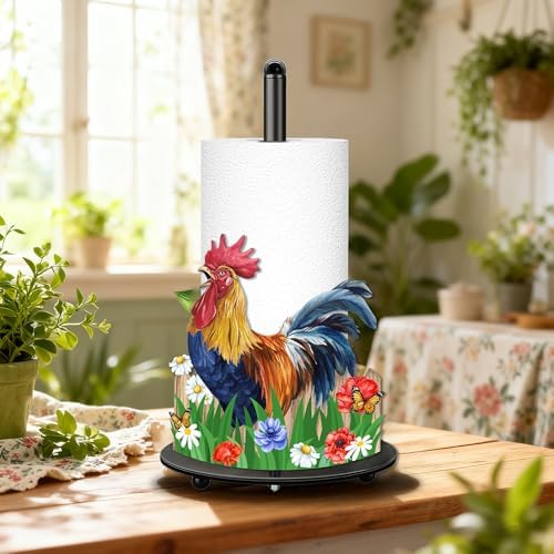Rooster Paper Towel Holder, Rooster Decor for Countertop Cute Farmhouse Home Table, Housewarming Birthday Gifts for Farm - Image 6