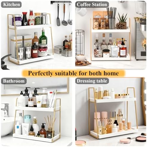 Coffee Bar Organizer for Countertop, Multifunctional Coffee Station Organizer for Accessories Storage, 2 Tier Wooden Shelf for Coffeebar, Countertop, Corner - Image 7