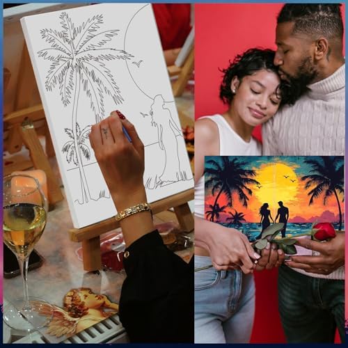 PAILIM Sip and Paint kit for Adults Romantic Pre Drawn Canvas Party Kits - Image 5