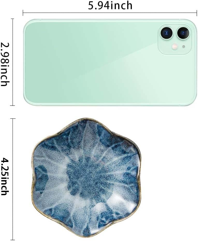Mecaikru Ceramic Ring Dish, Flower Jewelry Tray with Kiln Glaze Finish - Image 6