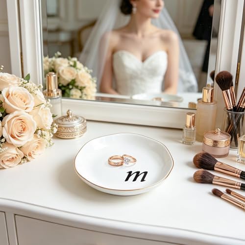 Initial Ring Dish - White Ceramic Jewelry Tray for Nightstand & Sink, Anti-Loss Trinket Organizer, Meaningful Engagement or Birthday Gift for Women, Sister, Friends (Letter O) - Image 7