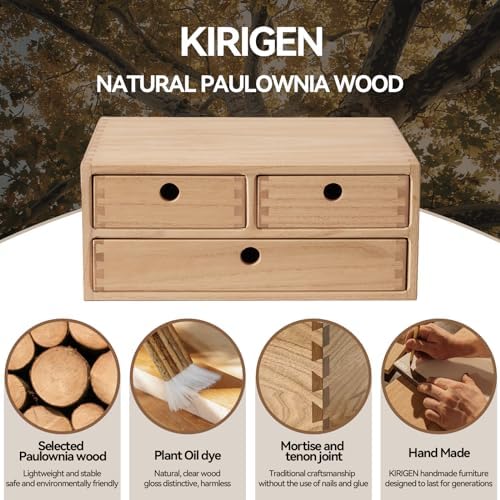 KIRIGEN Wood Desk Organizer with 3 Drawers, Desktop Storage, Natural 23-NA - Image 7