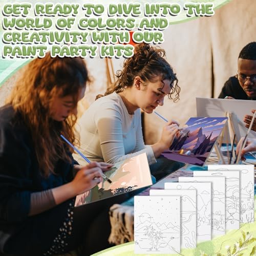 Sherr 96 Pcs 12 Set Pre Drawn Canvas Painting Kits, Landscape - Image 6