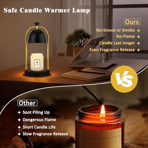 Hong-in Black Candle Warmer Lamp,Birthday Gifts for Women Men - Image 6