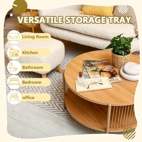 Bathroom Tray Countertop 8.3"x4" Rectangle Ceramic Vanity Tray for Bathroom Counter Decorative Dresser Jewelry Perfume Organizer Tray for Cosmetics Rings Necklaces Earrings (Yellow) - Image 5