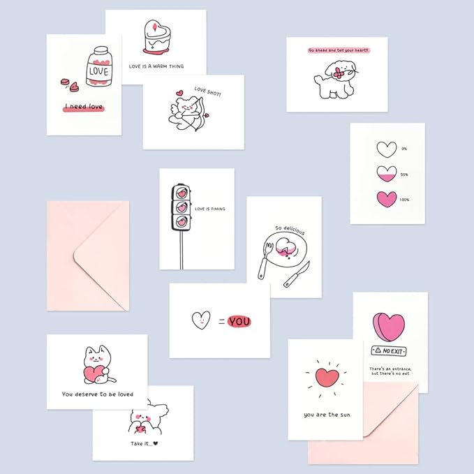 Monolike Day-by-day Card, Love for you Ver.2 - Mix 36 Mini Single cards, 36 envelopes, 36 stickers Package
