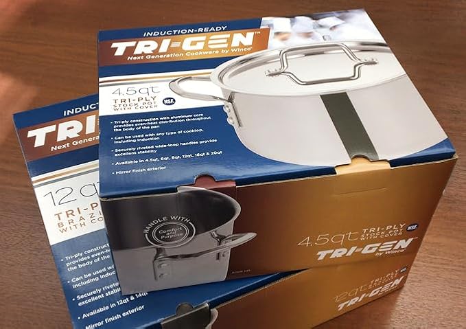 WINCO Tri-Ply Stock Pot, Silver