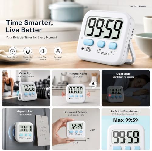 Antonki 2 Pack Digital Timer for Kids Classroom Kitchen Timers for Cooking - Image 6