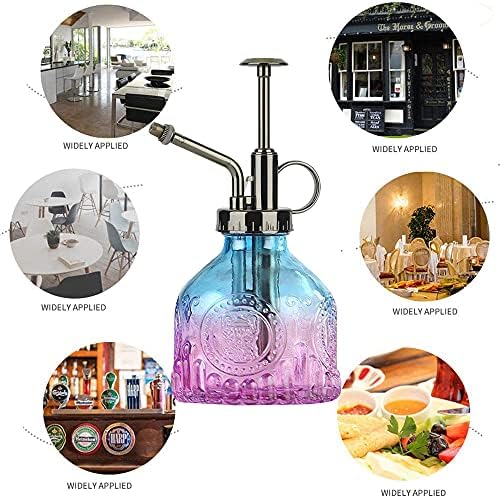 Glass Plant Mister Spray Bottle Indoor Watering Can 6.4inch Tall with Bronze Plastic Top Pump Vintage Small Plant for Outdoor Garden Succulent Flower - Image 7