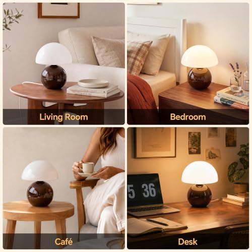 Dawnwake Mushroom Lamp Table Lamp for Bedroom-Small Desk Table Lamps,Coffee - Image 7