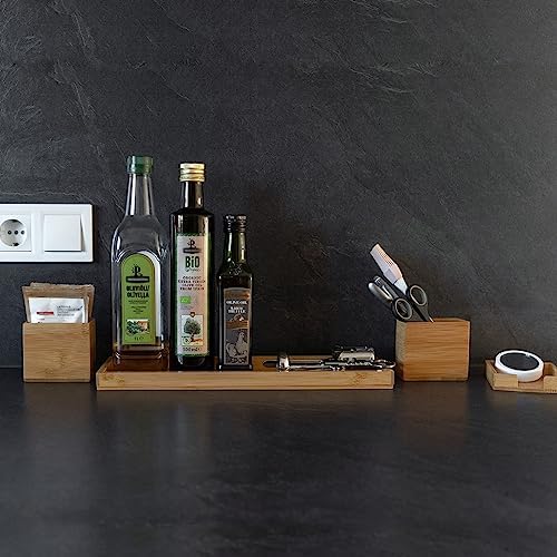Bamboo Vanity Tray Set, 6-Piece Bathroom Organizer for Small Items - Image 6