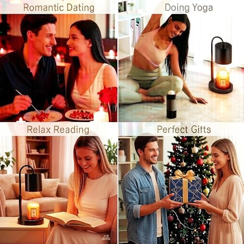 Dreamholder Electric Candle Warmer Lamp with Timer, Dimmable Candle Lamp with Adjustable Height, Wax Melter for Jar Candles Wood Base Floral Home Decor Gifts for Women Mom, Black - Image 7