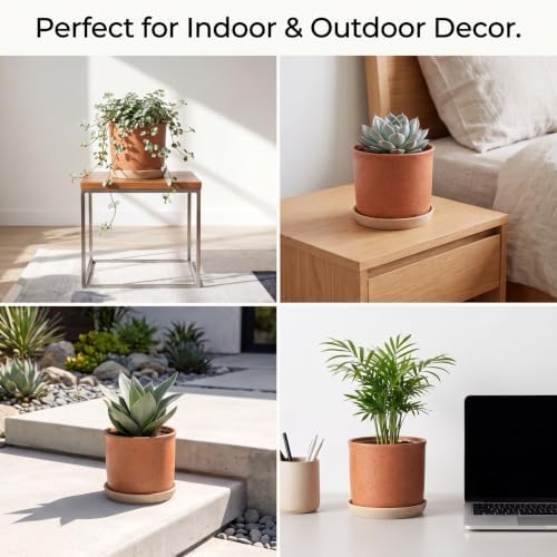 5.8 Inch Ceramic Plant Pot with Drainage Hole & Separate Saucer - Image 7