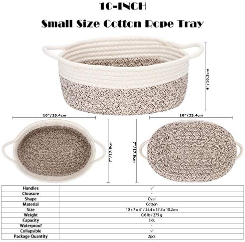 Sea Team 2-Pack Compact Woven Cotton Rope Storage Baskets, Mottled Brown - Image 6