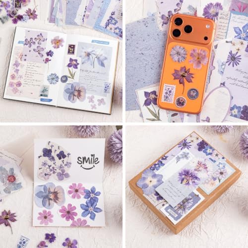RISYPISY 100Pcs Floral Scrapbook Supplies Kit for Junk Journal - Image 7