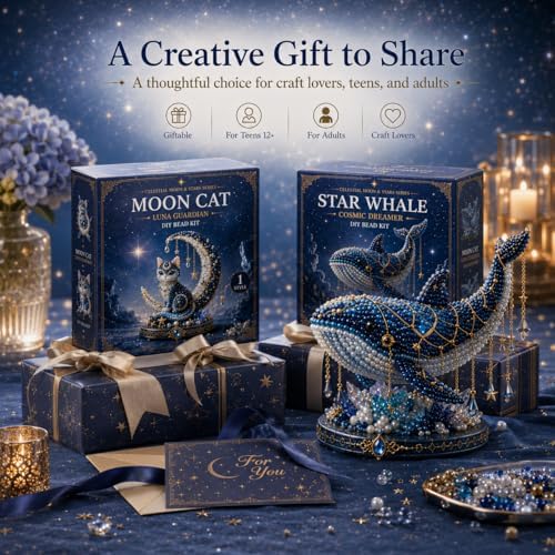 Moon Cat Luna Guardian DIY Bead Kit, Celestial Moon Stars Series, Tiny 3D Beaded Moons Cat Luna Guardian Craft Kit, Handmade Magical Cats Kit for Beginner, Home Decor (M1pc) - Image 7