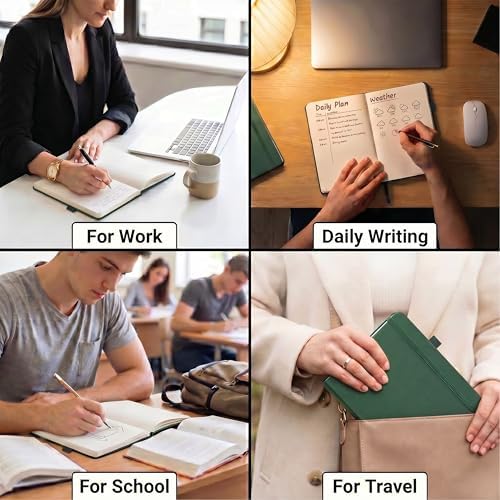 &And Per Se Dotted Journal Notebook, A5 Hardcover Leather Dotted Journal, 160 Pages 100gsm Thick Dot Grid Paper, 3 Sheets of Stickers Included - 5.7'' x 8'' (Light Brown) - Image 7