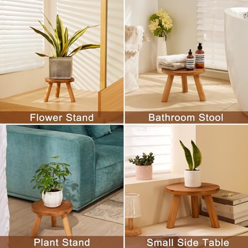 2 Pcs Plant Stand Indoor,11-12" Wood Plant Stand Holder with Growth Ring - Image 7