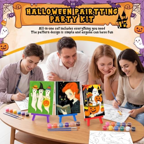 Blosssound 10 Set Halloween Pre Printed Canvas for Painting 5x7, Vintage - Image 5