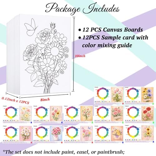 12PCS 8x10IN Pre Drawn Canvas to Paint for Adults Family Paint Party - Image 5