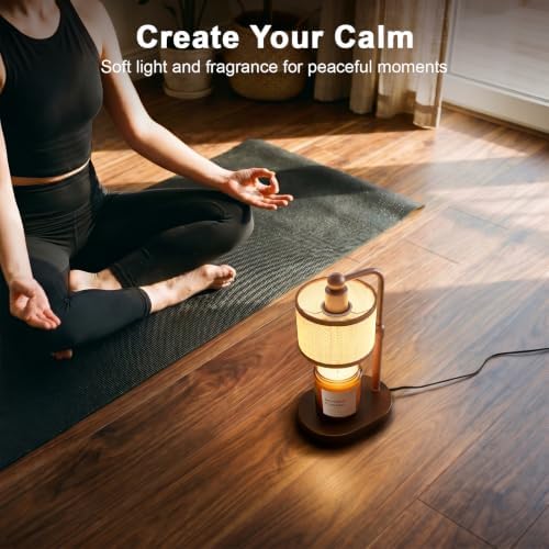 Candle Warmer Lamp with Timer, Modern Farmhouse Candle Warmer for jar Candles Brown, Electric Wax Warmer, Includes 2 Bulbs, Housewarming, Birthday Gift for Women, Mom, Her - Brown-Round - Image 7