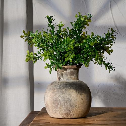 SIDUCAL Ceramic Rustic Farmhouse Vase | 6 Inch Pottery Decorative Flower for Home Decor | Boho Vase | Terracotta for Table, Living Room, Bathroom Decoration, Shelf Decor, Mantel - Image 6