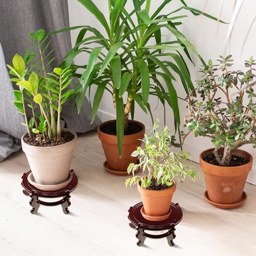Geetery 2 Pcs 4–12 in Oriental Wooden Plant Stand Indoor Vase Stand, 12 in - Image 6