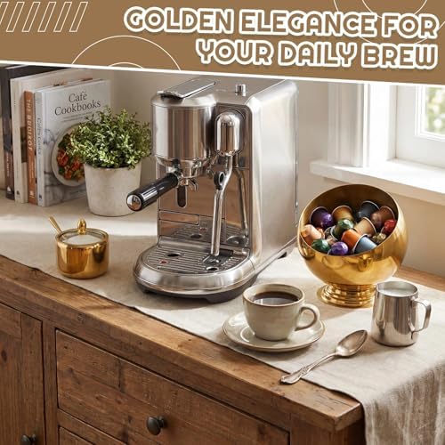 Gold Stainless Steel Coffee Bar Set include Coffee Pod Holder Bowl and Sugar Container 4 pcs Espresso Spoons Espresso Bar Station Organizer Accessories for Countertop Home - Image 6