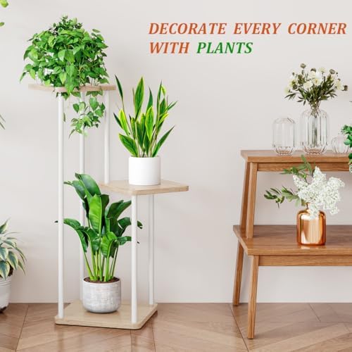 AZERPIAN Plant Stand Indoor Corner Tiered Plant Shelf 3 Tier Metal MDFBoard - Image 6
