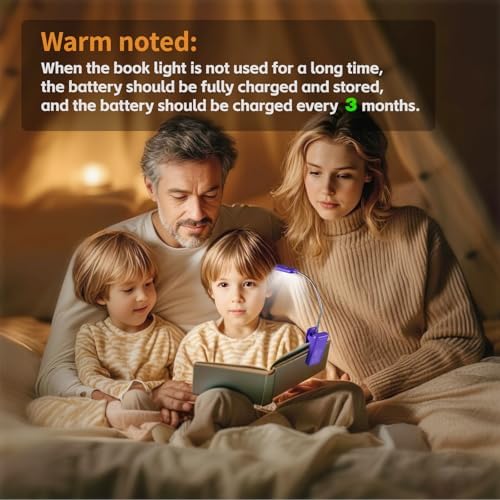 VAVOFO Rechargeable Book Light for Reading in Bed Kids, 7 LED Reading Light with 9-Level Warm Cool White Daylight, Eye Care Lamp with Power Indicator for Bookworms (Dark Purple) - Image 6