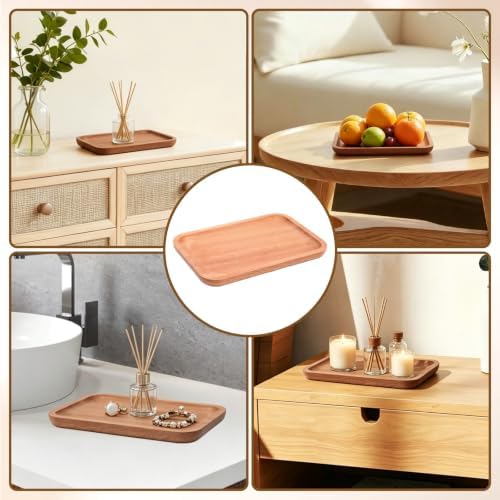 7.9" Small Wooden Tray,Rectangular Mini Serving Wood Bathroom Tray - Image 5