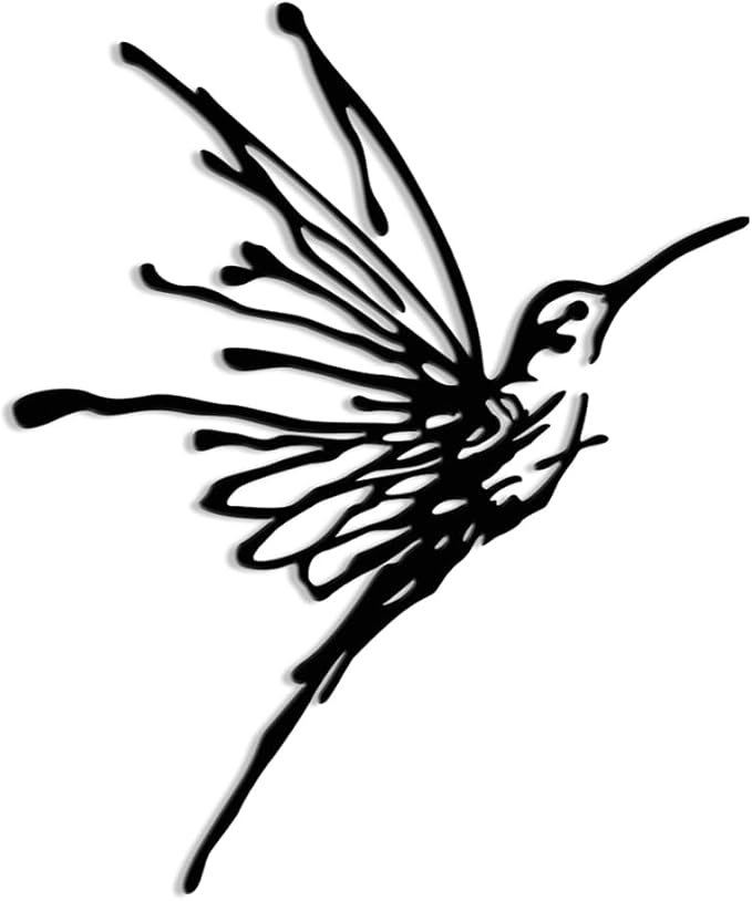 XORT Metal Hummingbird Wall Art, Minimalist Modern Abstract Metal Wall Art, Birds Sign Wall Decoration Hanging for Living Room Bedroom Kitchen. (Black - 12 x 14 inch)
