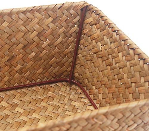 DOKOT Small Woven Wicker Open Storage, Rectangular Handmade Seagrass Baskets for Home, Bathroom Organization(Set of 3) - Image 7