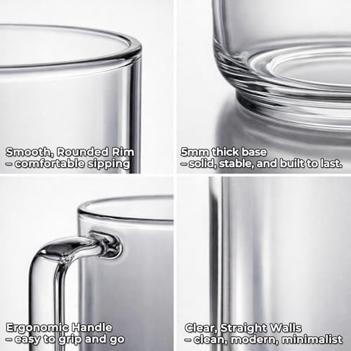 Aquach 22oz Glass Mugs Set of 2, Extra-Large Borosilicate Coffee Tea Cups - Image 6