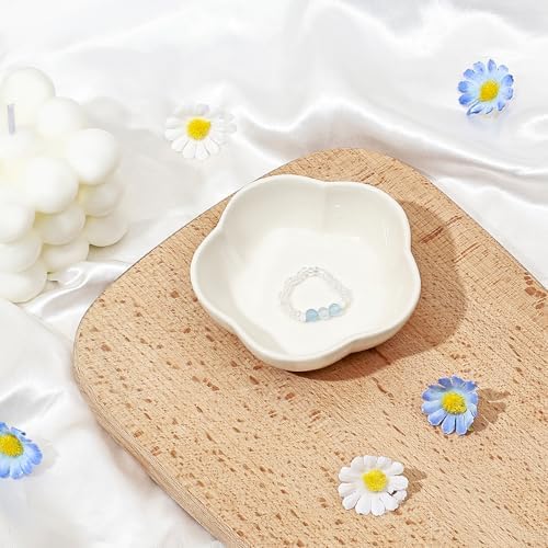 Koythin 2-Piece Ceramic Trinket Dish, Five Petal Flower, White - Image 7