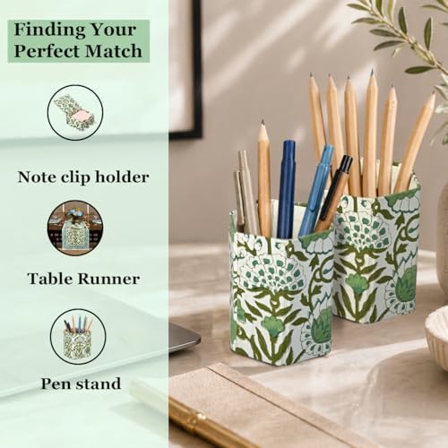 CPC Agate Green Block Print Cotton Pen Holder Set of 2 - Image 7