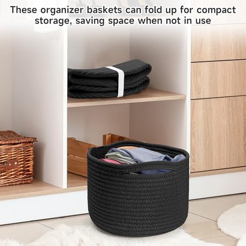 3 Pack Small Rope Storage Baskets, 9.82×9.82×7.1", Black - Image 6