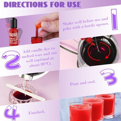 Candle Dye - 36 Colors Candle Color Dye, Non-Toxic, Highly Concentrated Candle Wax Dye for DIY Candle Making, Liquid Oil-Based Candle Dye for Soy Wax, Beeswax, Gel Wax - 10ml/Bottles - Image 6