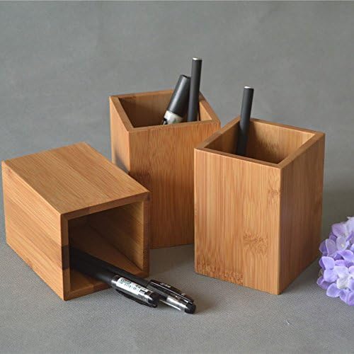 Bamboo Wood Desk Pen Pencil Holder Stand Multi Purpose Use Pencil Cup Pot Desk Organizer - Image 4