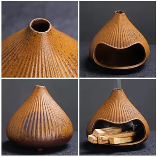 Ceramic Incense Holder, Mini Palo Santo Burner Chimney for Palo Santo Sticks, Cone Incense and Sage Smudging, Handmade Cone Incense Holder Burner for Yoga, Meditation, and Energy Cleansing (Brown 02) - Image 7