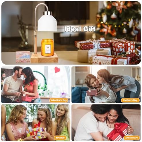 TOACSUCP Candle Warmer Lamp with 3 Bulbs, Adjustable Height Dimmable Candle Warmer with Timer, Compatible with Large Jar Candles, Candle Lamp with Charming Gift Box Ribbon for Her/Him(White) - Image 6