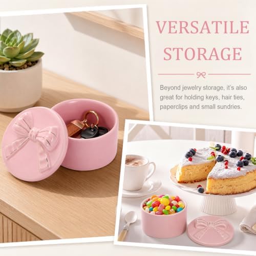 Hipiwe Ceramic Jewelry Box with Bow Bridesmaid Shower Gifts Trinket Dish - Image 7