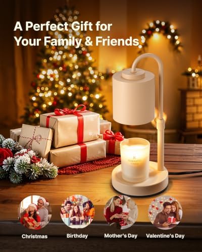 CASTLELIFE Dimmable Candle Warmer Lamp with Timer, Height Adjustable Candle Warmer for Jar Candles, Electric Wax Melt Warmer for Home Decor House Warming Gifts, Birthday Gifts for Women, Apricot - Image 7