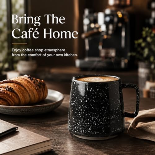 Ceramic Coffee Mugs Set of 4 – 10 oz Matte & Speckled Stoneware Mugs in Matte Black, Speckled Black, Olive Green & Ivory – Modern Minimalist Coffee Cups for Coffee, Tea, Latte & Cappuccino - Image 7