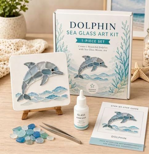 LWLQCZJ Sea Glass Art Kit - DIY Fun Craft Kit for Adults, Beginner Friendly (Dolphin) - Image 3