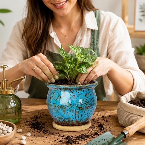 Plant Pots, 4.5 Inch Ceramic Pots for Plant with Drainage, Succulent Pots - Image 7