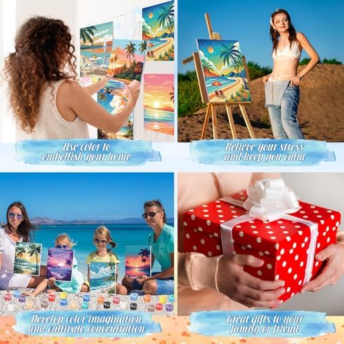 Zhanmai 12 Set Paint and Sip Kit for Adult 8''x10'', Beach Scenery - Image 6