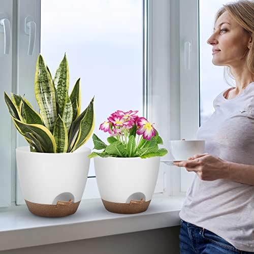 QRRICA 7/7.5/8/9/10 Inch Self Watering Pots for Indoor/Outdoor Plants - Image 6