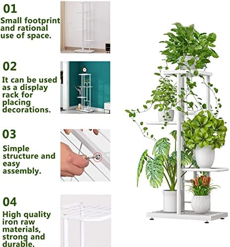 LINZINAR 4 Tier Plant Stand Indoor Outdoor Metal Corner Display Shelf - Image 6